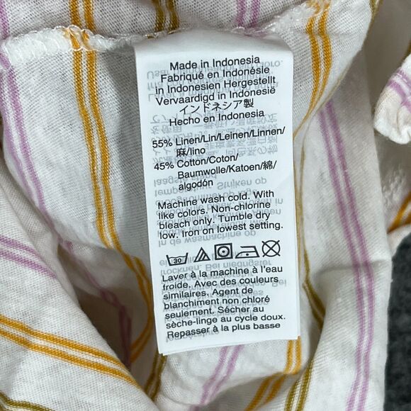 Madewell Shirt Womens Small Striped Short-Sleeve Crew-Neck Oversized Linen Blend - Picture 5 of 9